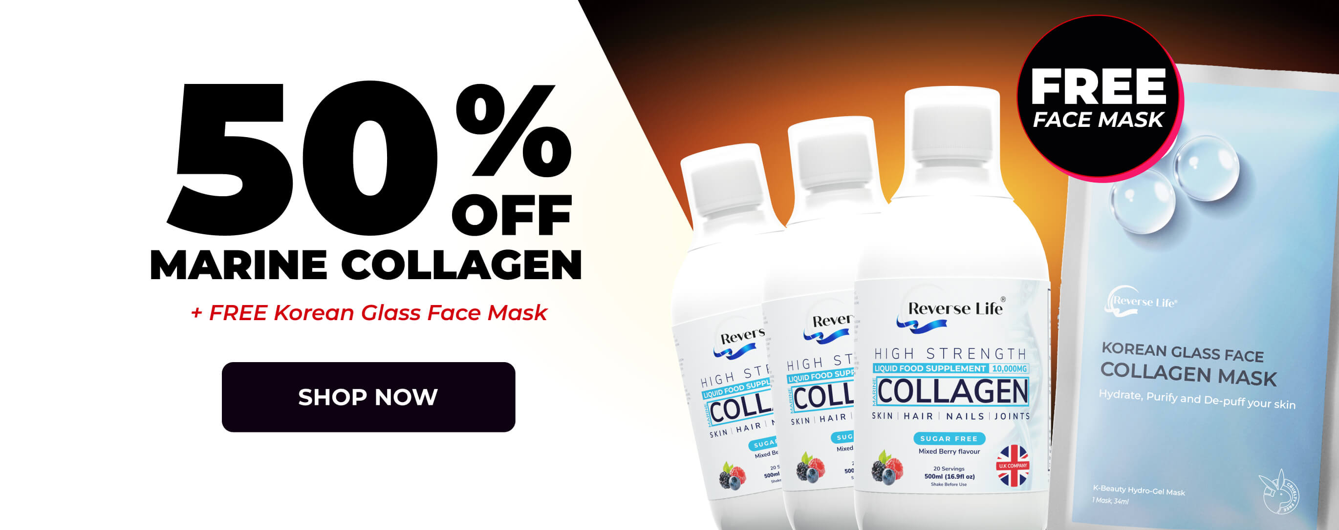 50% off Marine Collagen with 3x Korean Mask