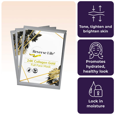 3x 24K Collagen Gold Face Masks