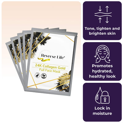 3x 24K Collagen Gold Face Masks
