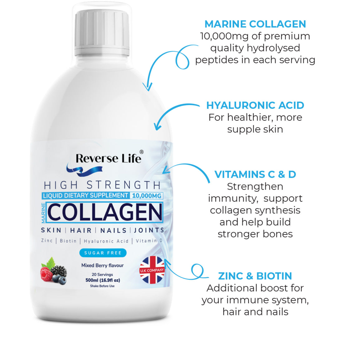 Reverse Life liquid collagen bottle